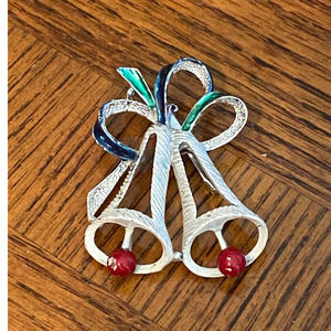 Great Vintage Gerrys metal Christmas bells pin
